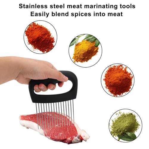 Onion Holder for Slicing, Extra-Large Stainless Steel Tomato and Potato Slicer with 16 Long Needles Versatile Food Slice Holder Home Kitchen Tool for Meat Onion Tomato Potato