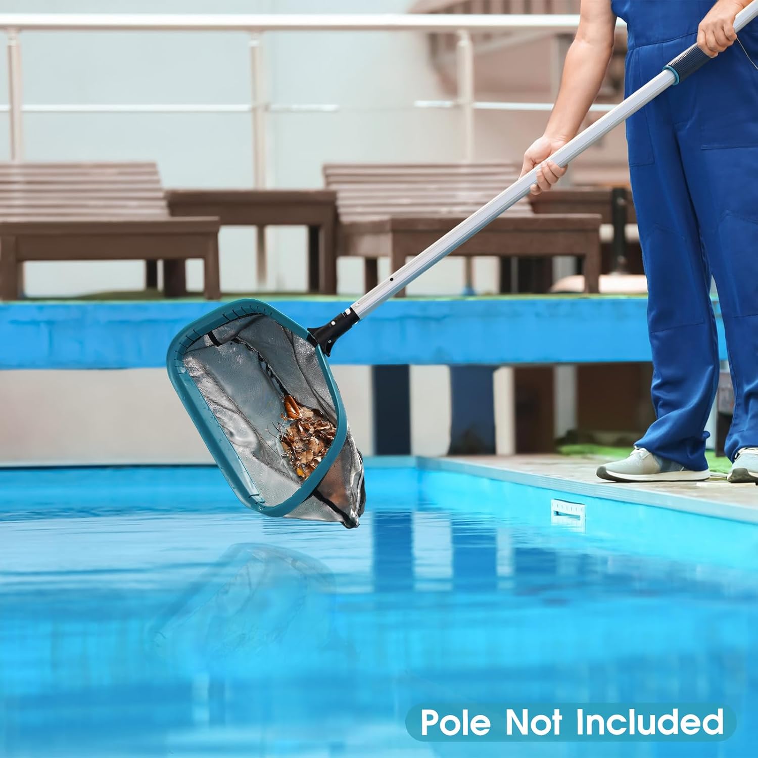 POOLWHALE Pool Skimmer Net - Aluminum Frame with Ultra Fine Mesh for Efficient Leaf & Debris Removal