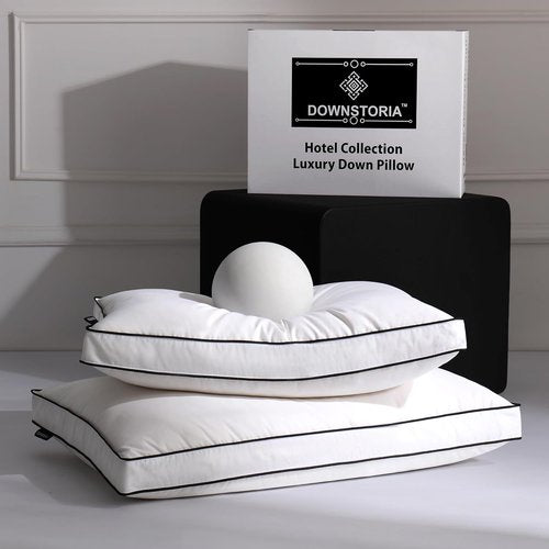 DOWNSTORIA King Size Feather Down Pillows - Luxury Hotel Collection, Soft & Fluffy for Side/Back Sleepers, 20x36 in.