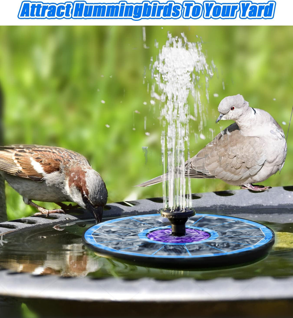 SZMP Solar Fountain - 3.5W Solar Powered Bird Bath Water Fountain with 7 Nozzles & 4 Fixers | Blue