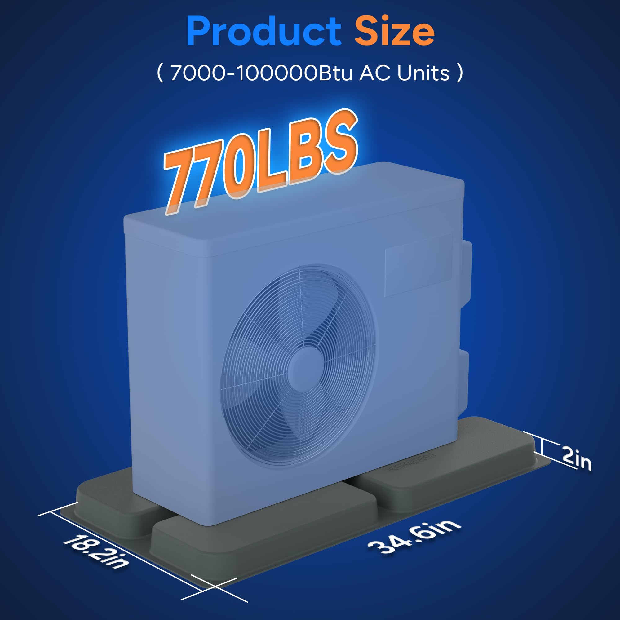 Toutgood Mini Split Pad for Condenser: Ground Base for Air Conditioner Outdoor Condenser Units, Plastic Equipment Pad for Ductless Minisplit Heat Pump Systems HAVC, Gray, 34.6" x 18.1" x 2"
