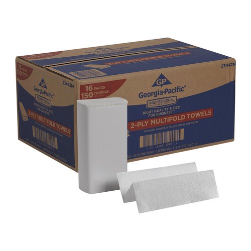 GP Georgia-Pacific Professional Series Premium 2-Ply Multifold Paper Towels by GP PRO, White, 2344214, 150 Towels Per Pack, 16 Packs Per Case