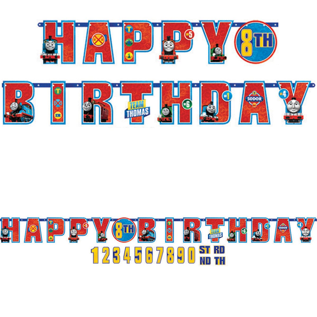 Thomas All Aboard Jumbo Add-An-Age Letter Multicolor Paper Banner - 10.5' x 10" (Pack Of 1) - Perfect For Birthdays & Train-themed Celebrations