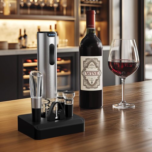 HomeHacks Electric Wine Opener - Automatic Rechargeable Opener with Foil Cutter & Vacuum Stopper | Perfect Gift for Wine Lovers