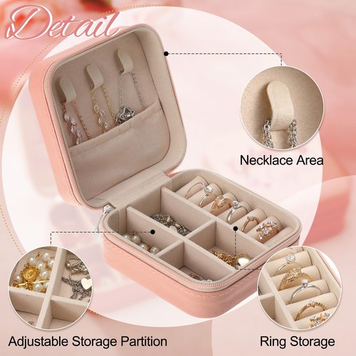 Clysee 6 Pcs Girls Trip Gifts Favors Jewelry Organizer with Pattern Birthday Gifts for Bestie Women Bride Wedding Anniversary for Mom Wife Weekend 2026 Summer Holiday Travel(Pink,Galentine's Gang)