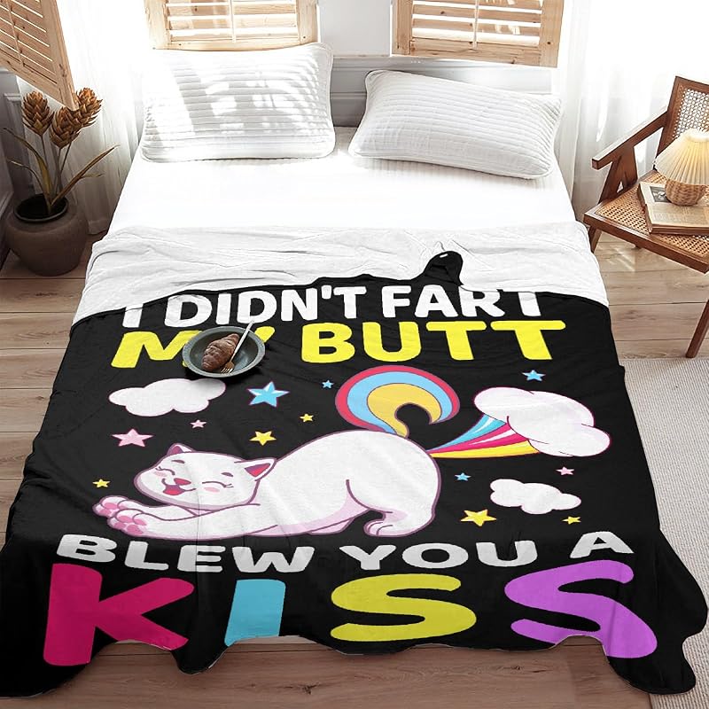 Funny Cat Blanket Gift 40x50in - Flannel Throw for Teens & Adults - Cat Lover Gift (Variation: Cat Funny+Kids-40x50in)