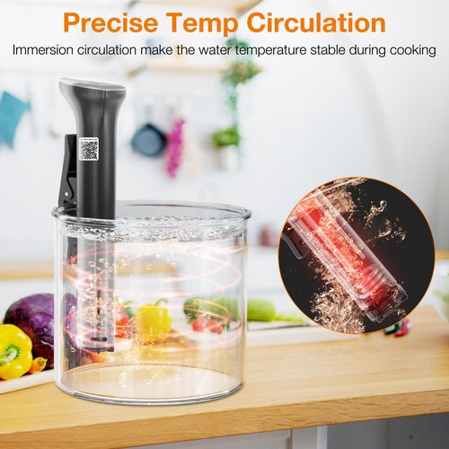 Upesitom Sous Vide Machine 1100W Upgraded WIFI Sous Vide Cooker Ultra-quiet Working Cooker Immersion Circulator with Recipes(App Included), Accurate Temperature, Digital Timer, IPX7 Waterproof