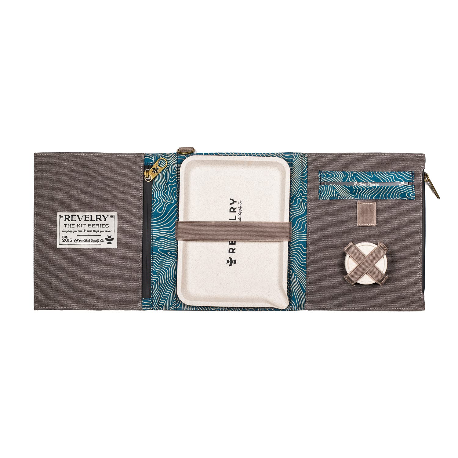 Revelry Supply Carrying Case All-in-one Kit, Lockable with 2 Pockets, Tray and Spice Grinder (Ash)