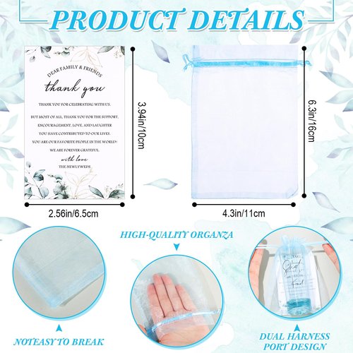 Sliner 100 Set Wedding Favors for Guests Bulk 2oz Acrylic Take a Shot We Tied the Knot Shot Glasses with Thank You Cards Organza Bags for Guest Souvenirs Wedding Newlyweds Bridal Shower Gifts (Blue)