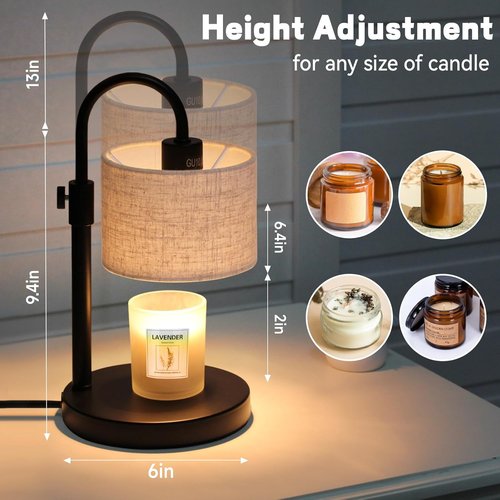 FINCMY Candle Warmer Lamp - Dimmable Wax Warmer with Timer & 2 Bulbs | Stylish Home Decor Gift (Linen-Upgraded)
