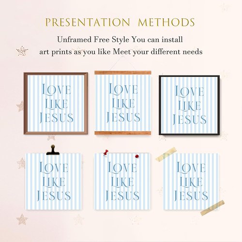 LARTSFRO Coquette Blue Bow Wall Art - Inspirational Christian Decor for Teens | 8x8 Inch Set of 4 Unframed Prints