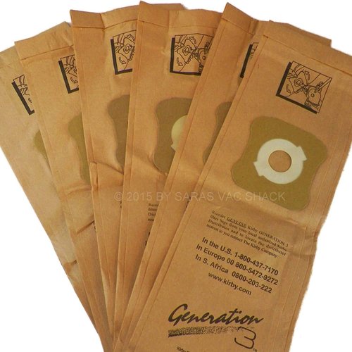 Kirby 6 Vacuum Cleaner G3 G4 G5 G6 G7 Sentria Ultimate Diamond Bag, Brown, 6 Count (Includes 3 free belts: 301291)
