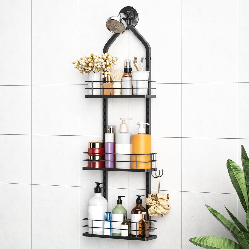 Skiennix Shower Caddy - Adjustable 3-Tier Bathroom Organizer with Anti-Swing Design | Easy Storage Solution