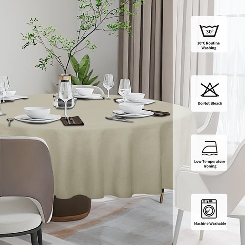 Easy-Going Faux Linen Waterproof Spill-Proof Tablecloth Stain Resistant Round Table Cloth Wrinkle Free Decorative Fabric for Kitchen, Dining, Party, Weddings, Restaurants (70 in-Round, Linen)