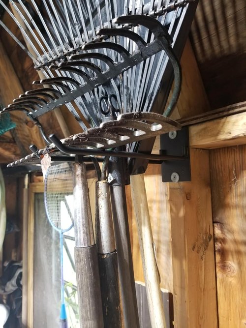 Heavy-Duty Steel Wall Hanger | 4 Pack Garage Storage Organizer for Garden Tools - Shovel, Rake, Broom Hooks