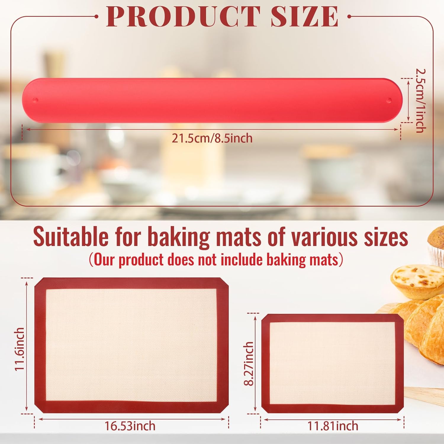Teenyyou Silicone Storage Bands - 4 Pcs for Baking Mats & Wrapping Paper | Perfect for Christmas Organization