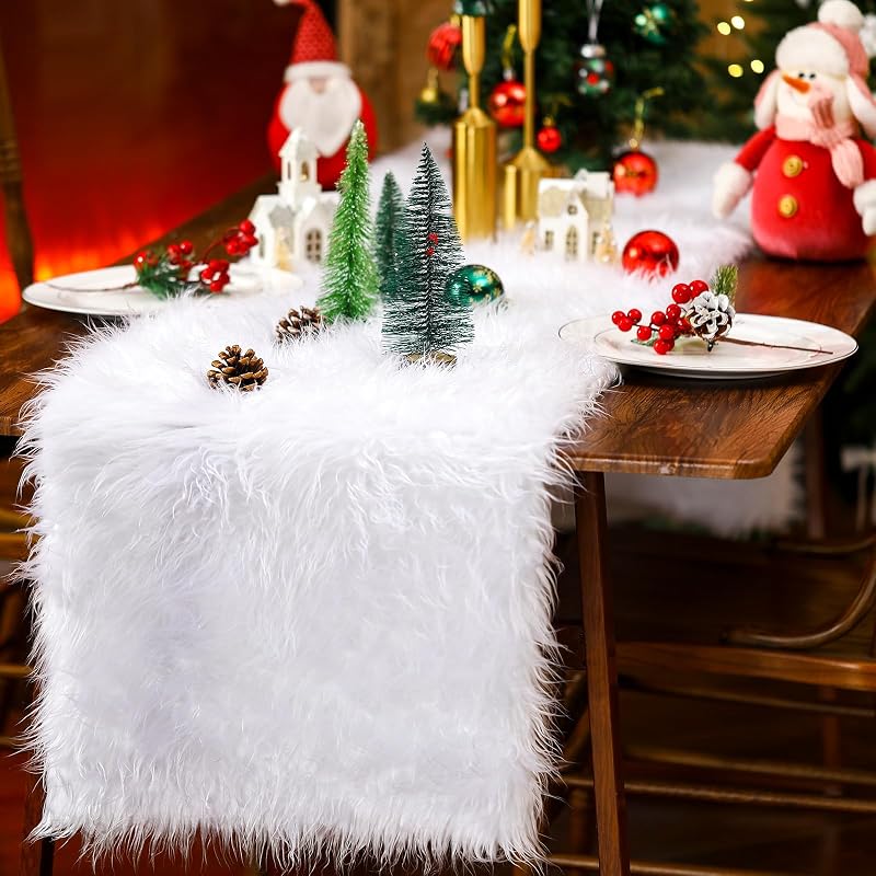 2 Pcs White Fluffy Snow Blanket 2.6 x 7.9 ft for Christmas Village Scene (Variation: White+2+2.6 x 7.9 ft)