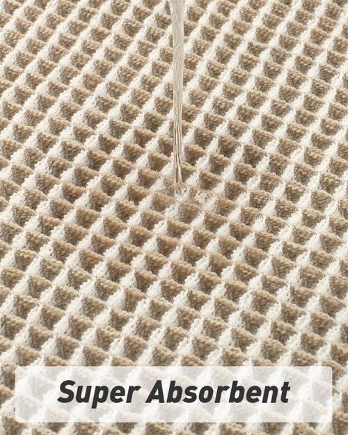 AMOAMI Waffle Bath Mat - Super Absorbent Non-Slip Design | Ultra Soft & Machine Washable, 17" x 24", Brown & Cream