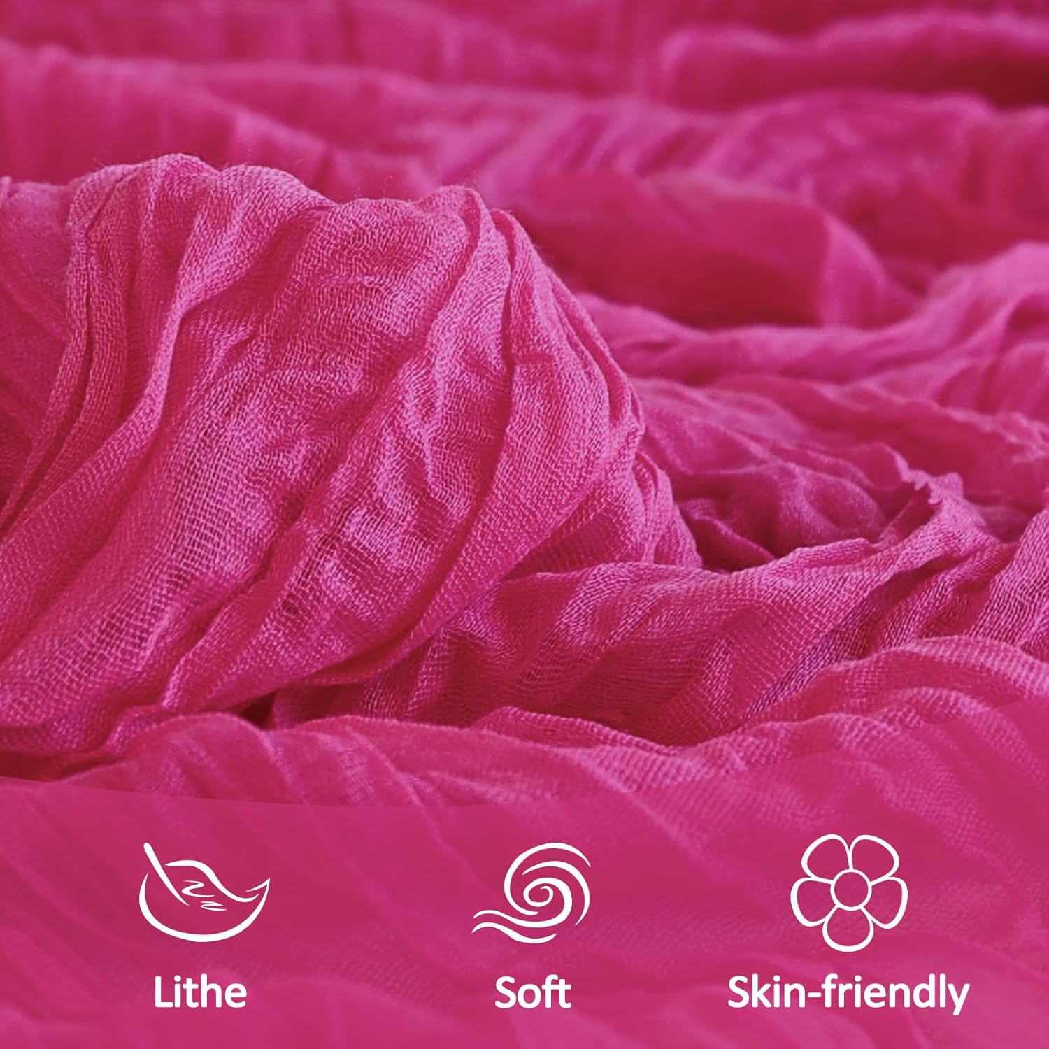 Skiennix 6 Pack Hot Pink Cheesecloth Table Runners - 10Ft Boho Sheer Fabric for Weddings & Parties | 35x120 Inch