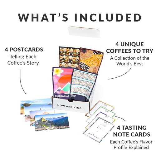 Atlas Coffee Club Gourmet Coffee Discovery Set - 4-Pack Variety Box of Premium Single Origin Coffees