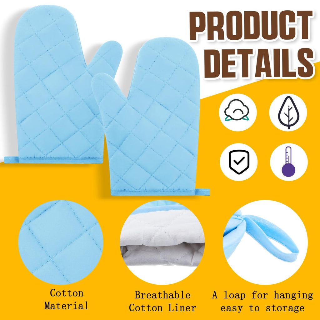 Dandat 16 Pairs Oven Mitts Quilted Terry Cloth Lining Extra Long Heat Resistant Kitchen Glove Christmas Cotton Microwave Baking Glove for Reliable Flexible Cooking Grille BBQ, 11 Inch, 8 Colors