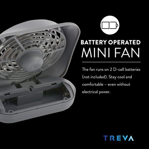 O2COOL Treva 5 Inch Battery Powered Fan Portable Desk Fan 2 Cooling Speeds with Compact Folding & Tilt Design Cubicle Accessories Small Portable (Dark Blue)