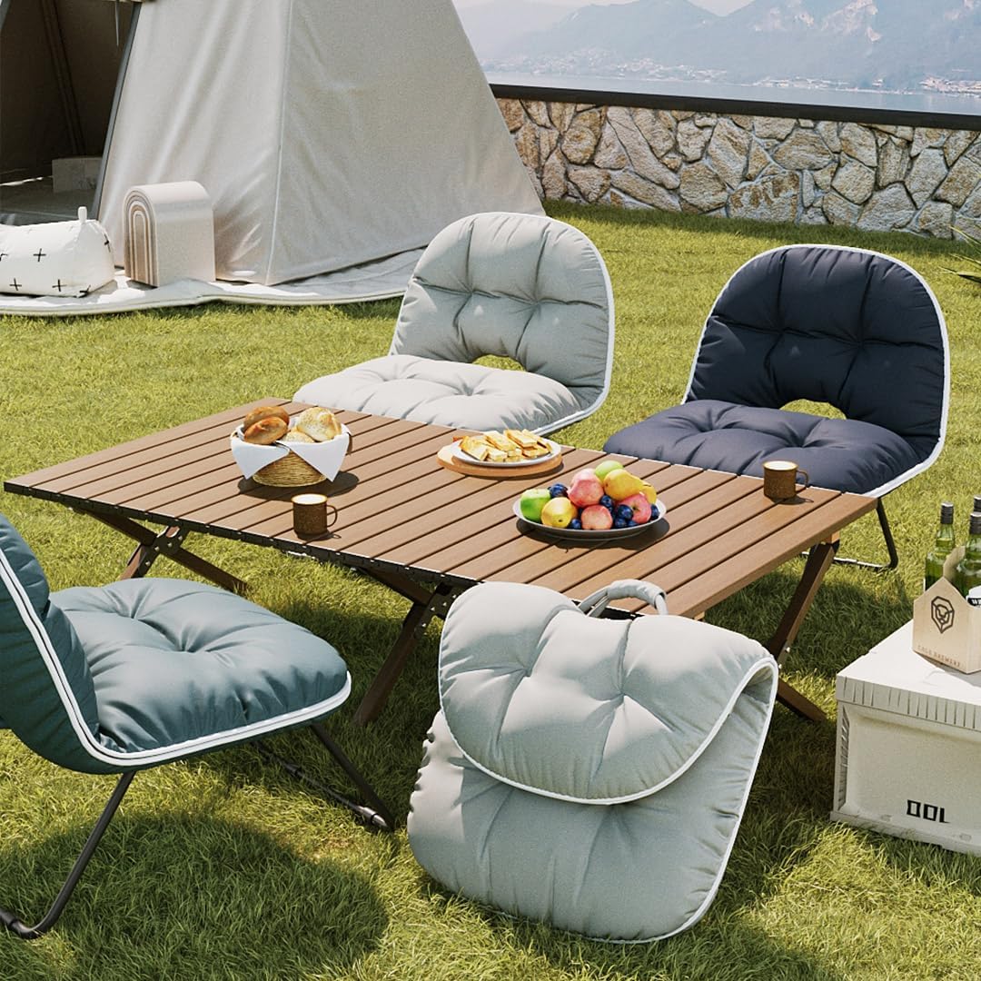 UNM Super Soft Leather Outdoor Folding Chair - Portable, Lightweight Camping Chair for Travel & Picnic, White