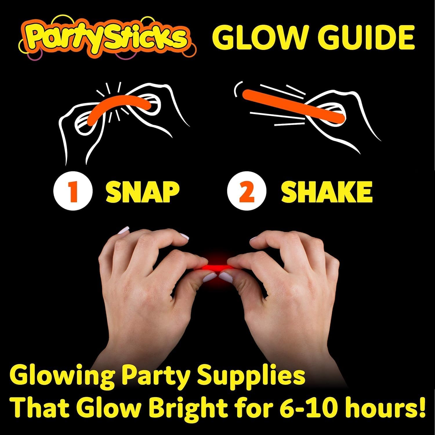 PartySticks Mini Glow Sticks - 200 Pack Glow-in-the-Dark Neon Light Sticks | Perfect for Easter Eggs & Party Favors