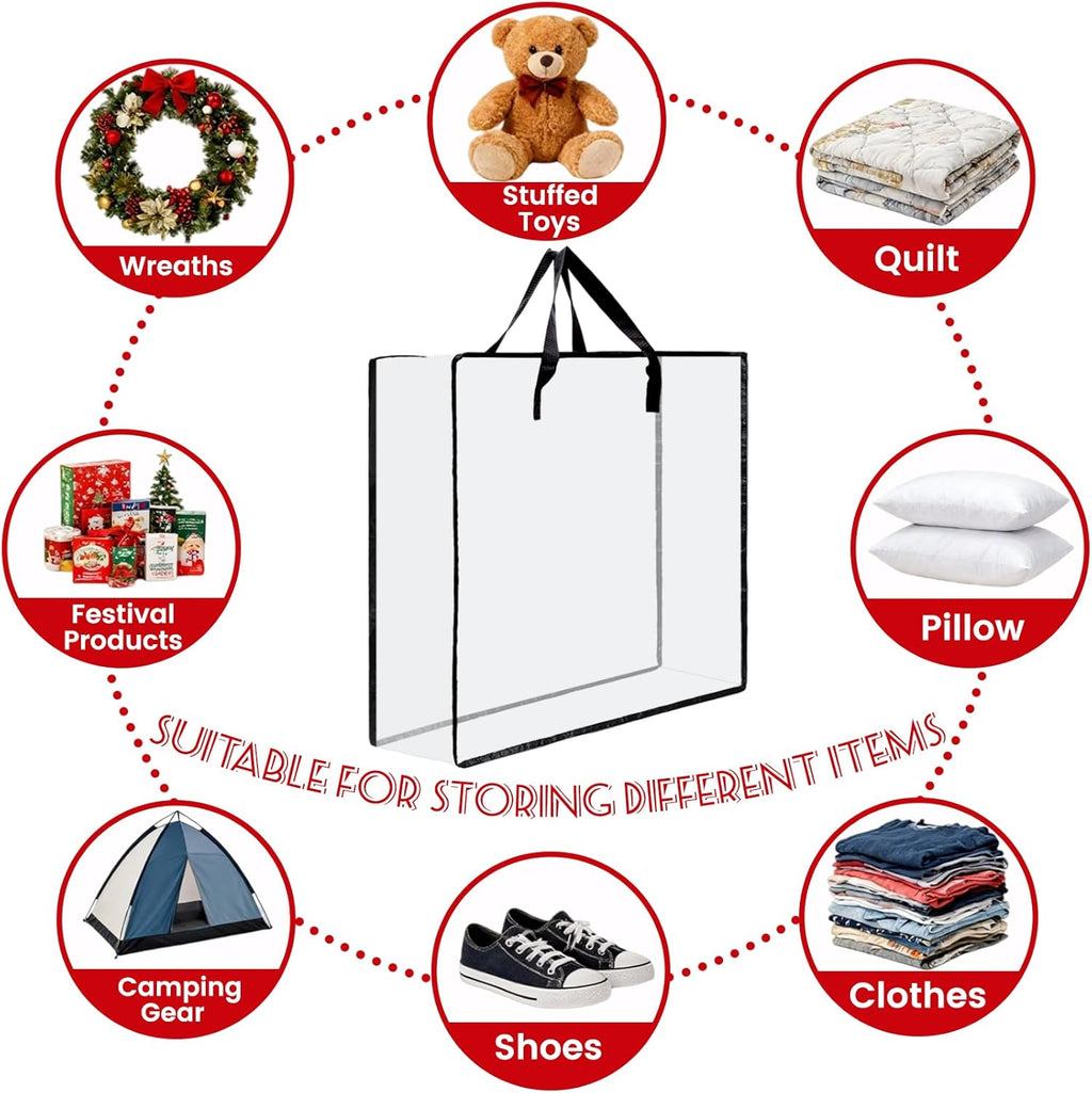 Regine Switzerland Wreath Storage Bag - 26-Inch Clear Container for Christmas Decorations | 5-Pack