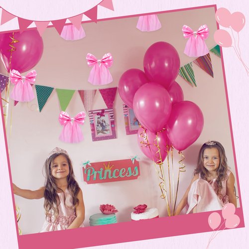 Hoteam 12 Pcs Large Pink Satin Bows Party Decoration 8.8 x 12 Inch Big Pink Bows with Twist Tie and Double-Sided Sticker for Birthday Valentine's Day Wedding Party Coquette Baby Showers Garland Decor