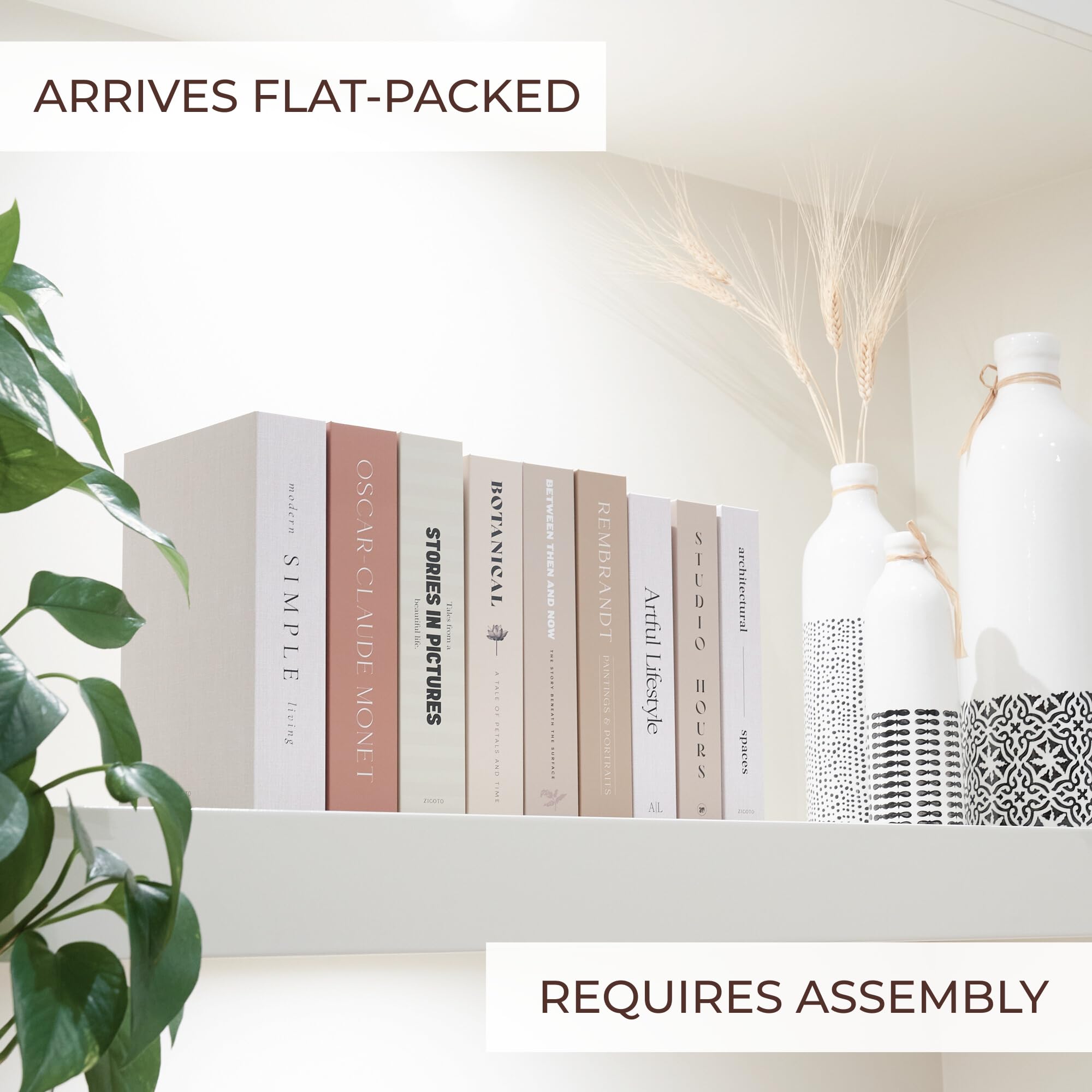 Beautiful Decorative Books - Set of 9 Boxes Enhance Your Coffee Table, Bookshelf or Mantel Shelf Decor - Aesthetic Fake/Faux Books for Modern Home Decoration, Photo Storage and as a Keepsake Box
