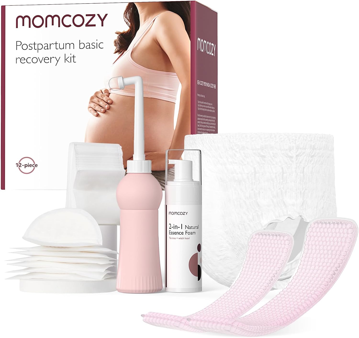 Momcozy Postpartum Recovery Kit - Self-Absorbent Disposable Underwear & Nursing Pads | Essentials for New Moms