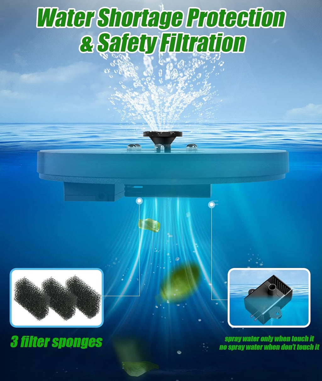 SZMP Solar Fountain - Upgraded 100% Glass Panel, 3.5W Floating Water Pump with 2000mAh Battery & 7 Nozzles | Ideal for Garden & Pond