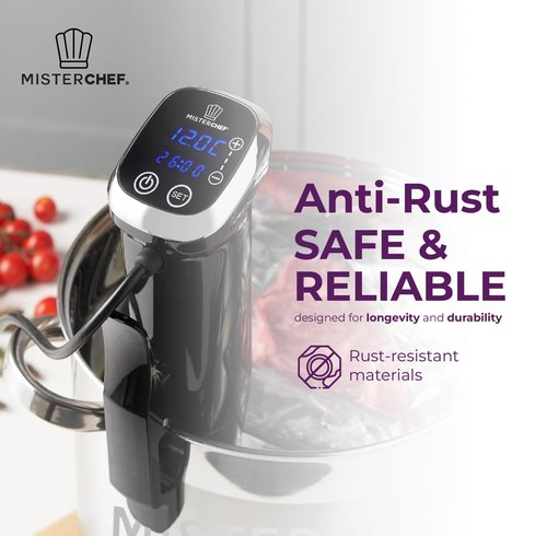 MisterChef Sous Vide Cooker, Powerful 1000W Immersion Circulator for Precise & Consistent Cooking, Fast Heating, Quiet Operation, Accurate Temperature & Timer Control, LCD Display