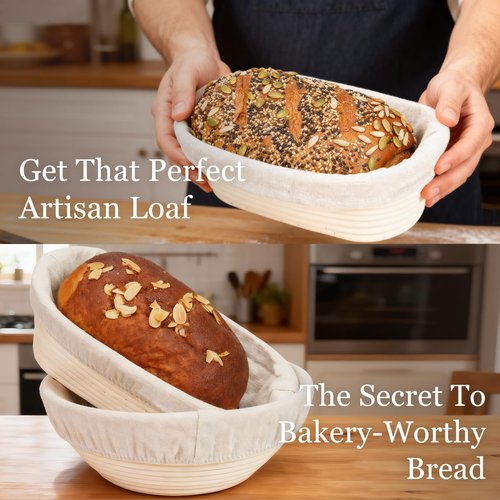 Sourdough Starter Kit with 15 Tools – Bread Making Kit: 9" Round & 10" Oval Banneton Bread Proofing Basket Set, Essential Sourdough Bread Baking Supplies for Beginners, Homemade Baking & Gifts