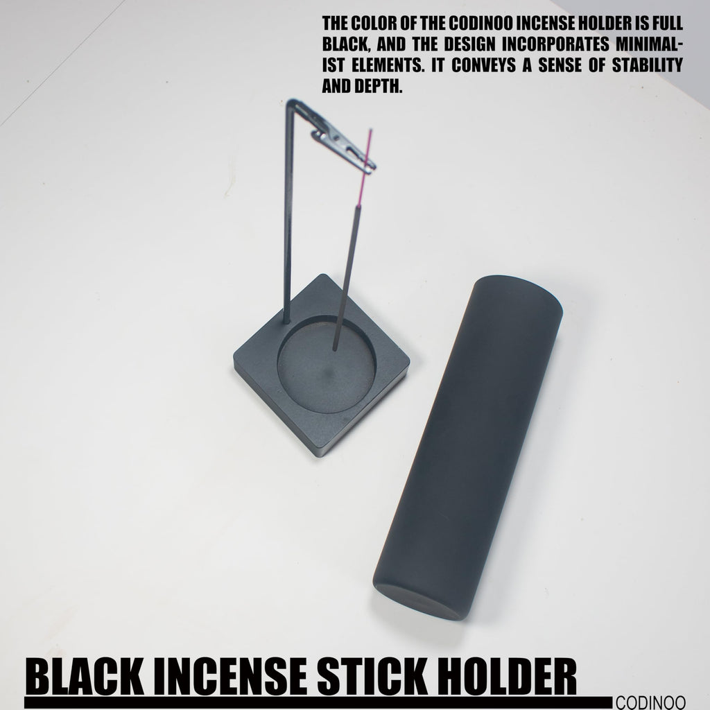 CODINOO Incense Holder for Sticks,Incense Burner Holder,Modern Incense Holder for Stick with Glass Ash Catcher,Insence-Stick Holder [Anti-Ash Flying] for Yoga Spa (Upside Down Full Black)