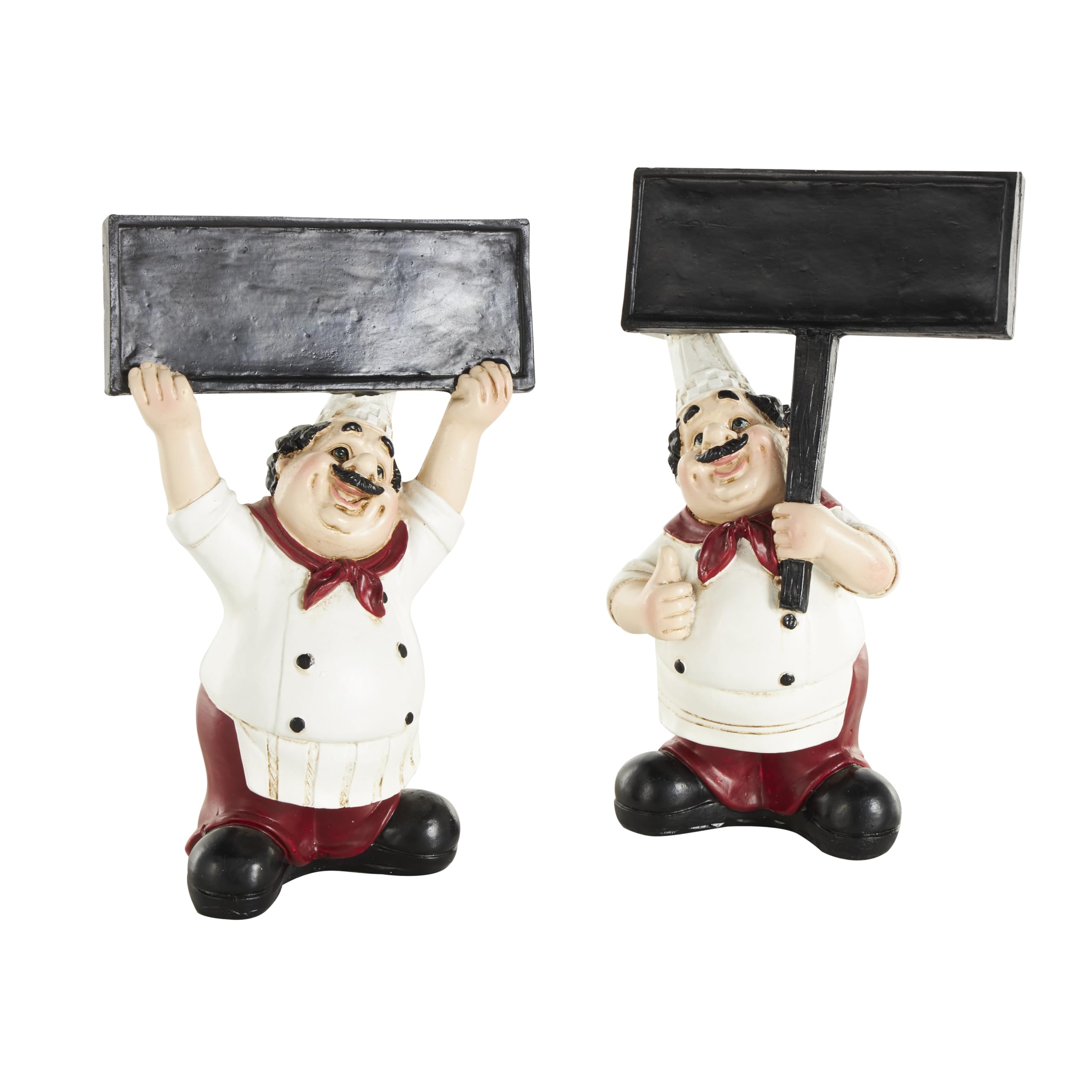 Deco 79 Polystone Chef Decorative Sculpture Kitchen Decorative Figurine Home Decor Statue with Chalkboard, Accent Figurine 10" x 6" x 14", White