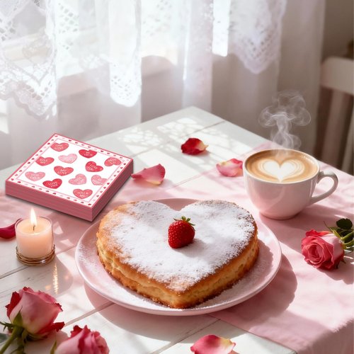 40 Pack Valentine’s Day Paper Napkins – 13 x 13 Inches Disposable Heart Love Message Serviettes Tableware Luncheon Cocktail Napkin Party Supplies for Weddings, Anniversaries, and Romantic Celebrations