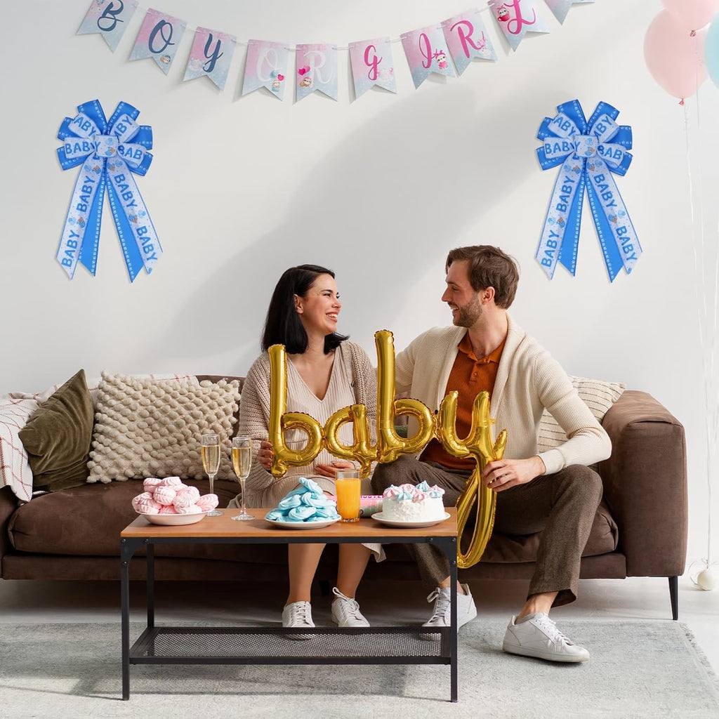 Skiennix Large Blue Baby Shower Bow - Perfect Welcome Home Decoration for Boys | Indoor/Outdoor Use