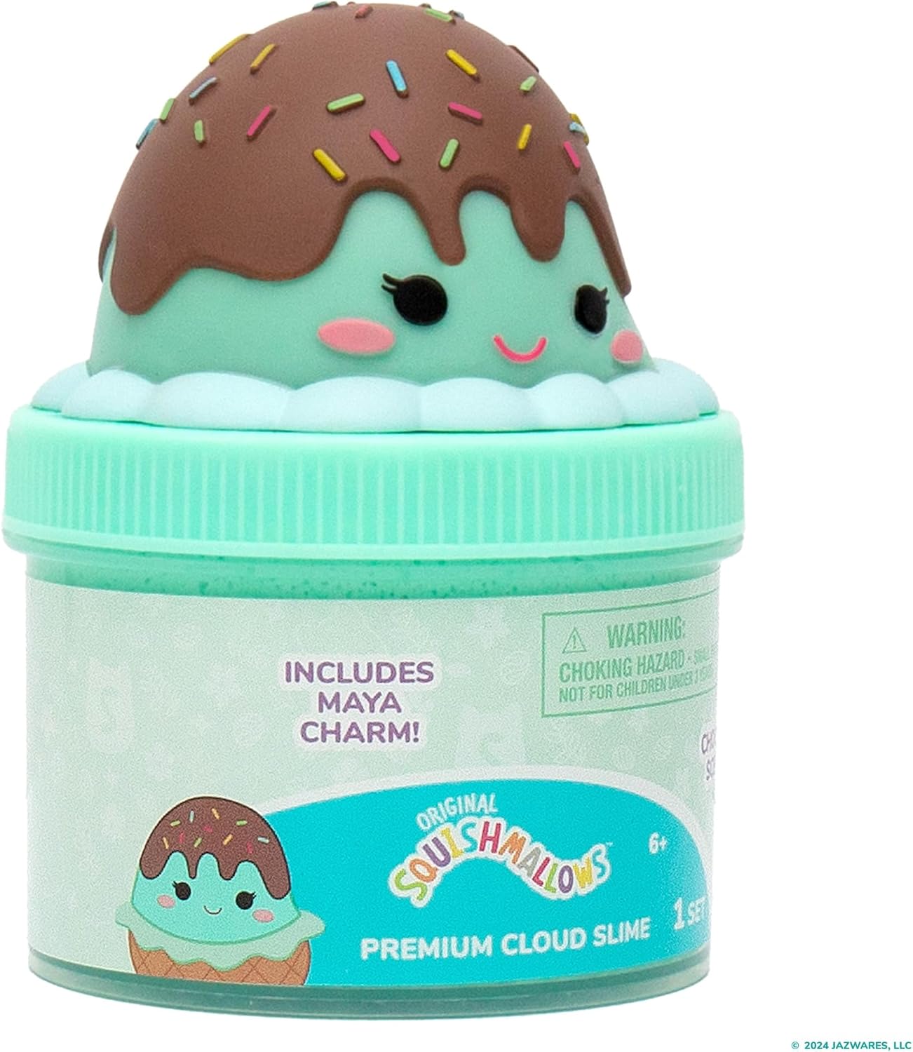 Squishmallows Maya The Ice Cream Cloud Slime - Chocolate-Scented 8 oz. Storage Container With Figurine Topper