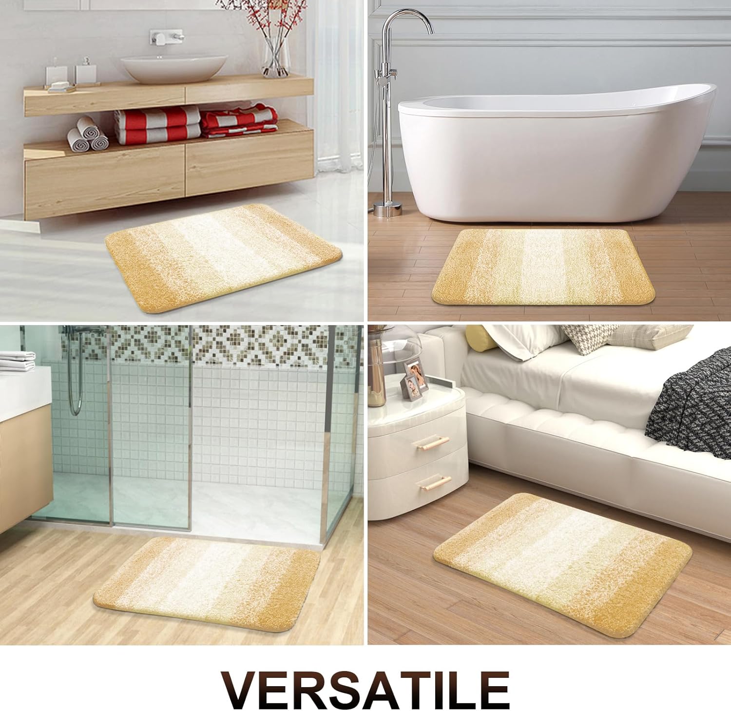OLANLY Bathroom Rug Mat - Extra Soft Microfiber, Quick Dry & Machine Washable | 70x24 Light Yellow