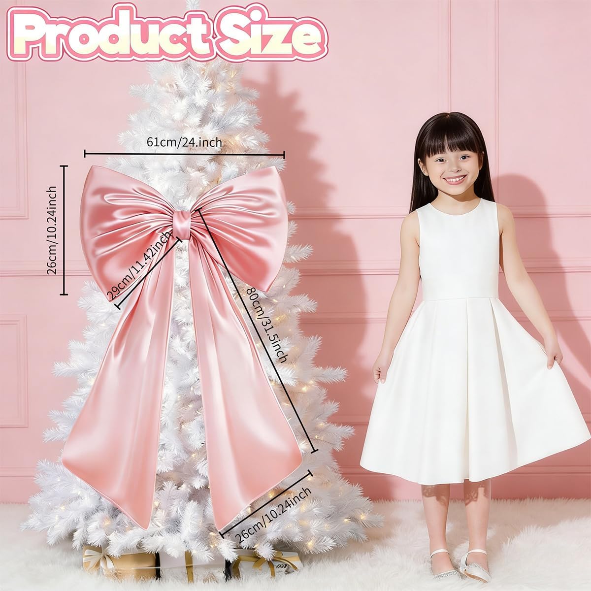 Skiennix Large Pink Bow Decor - 3D Design with Hidden Lining for Coquette Bedroom Wall | Party & Christmas Supplies (1 PCS)