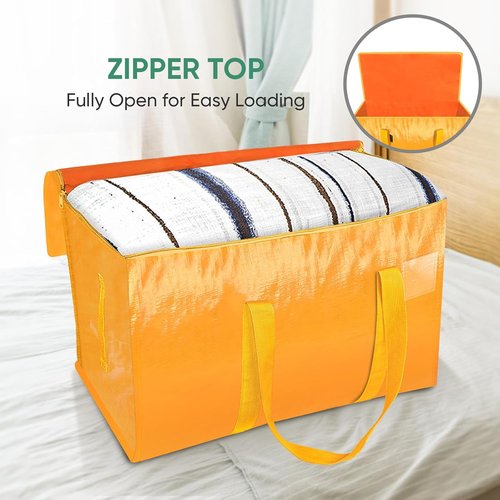 BALEINE Oversized Moving Bags - Heavy-Duty Storage Totes with Reinforced Handles | Light Yellow, 6-Pack