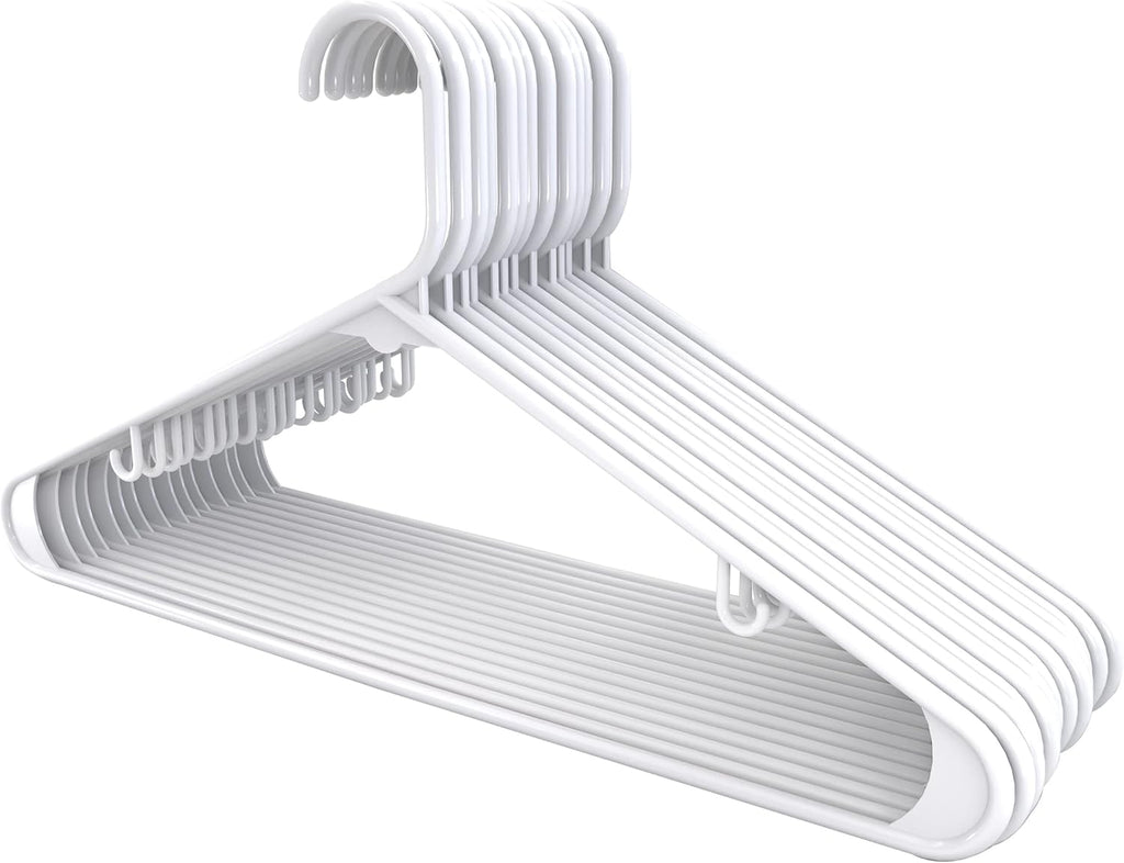 Utopia Home Plastic Hangers - Durable Space-Saving Clothes Organizer - 20 Pack for Shirts, Pants & Coats (White)