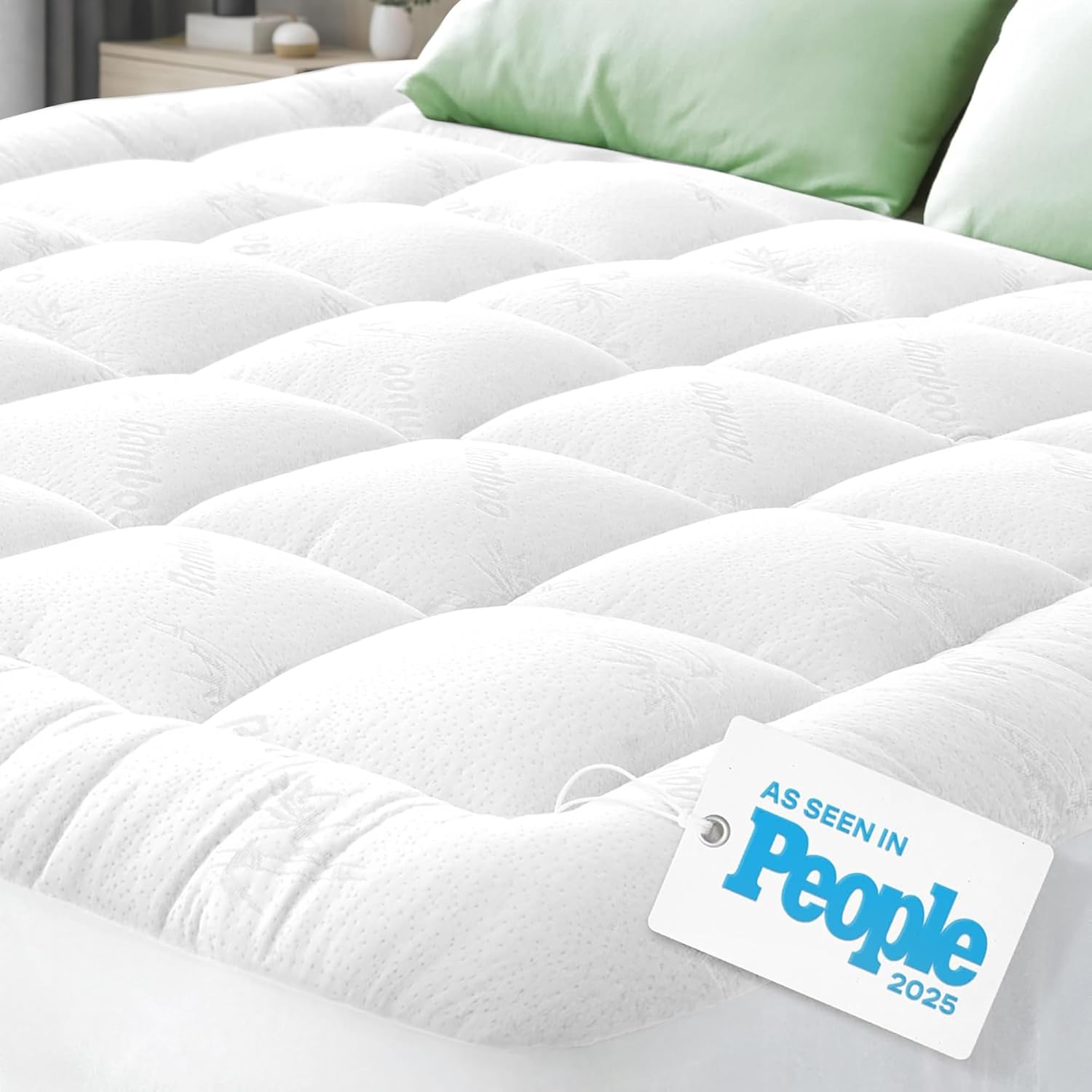 Niagara Ultra Soft Twin Size Mattress Topper - Bamboo Viscose Pillow Top for Back Pain Relief | Naturally Cooling, White