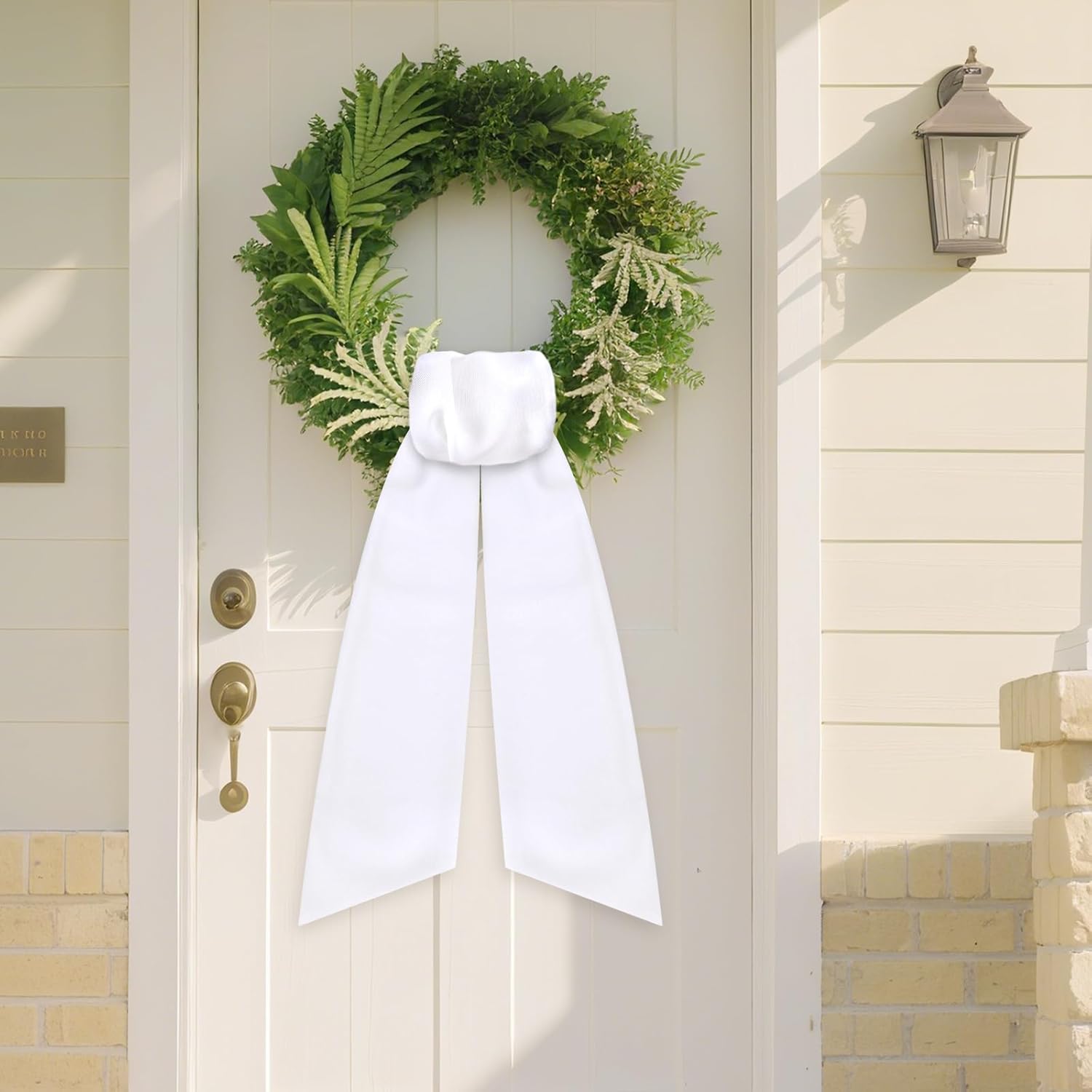 White Wreath Sash - 2 Pcs 60 Inch Plain Sashes for Wreaths & Garland | Indoor/Outdoor Decor