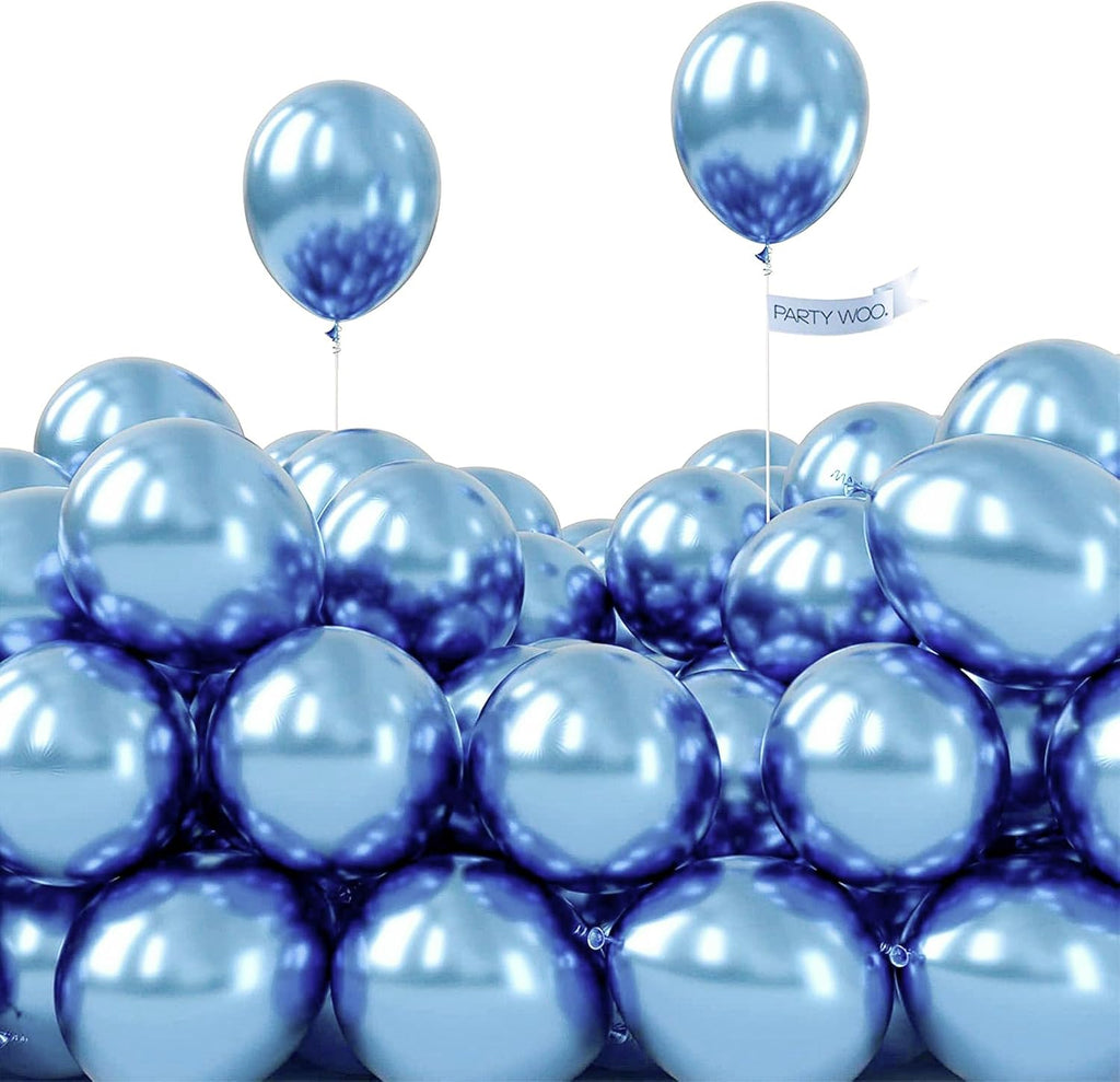 PartyWoo Metallic Light Blue Balloons - 50 Pcs Mini 5-Inch Balloons for Graduation & Baby Showers