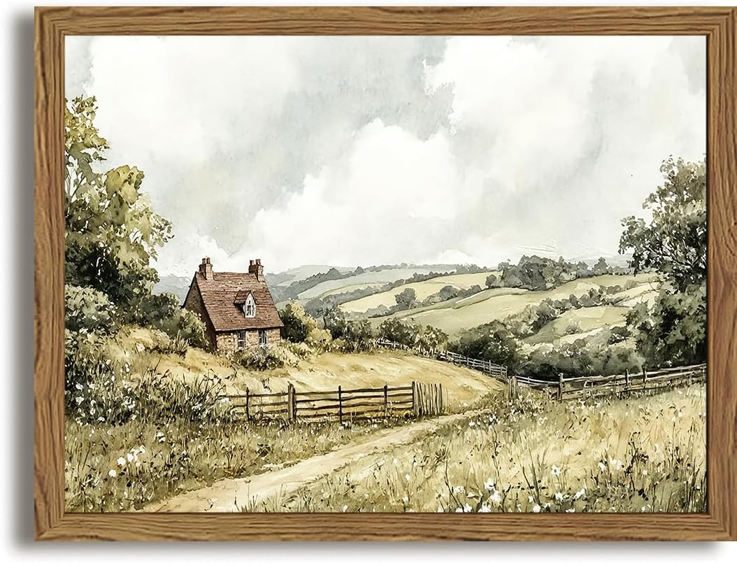 Skiennix Vintage Canvas Wall Art - Rustic Cottage Landscape Decor | Aesthetic 12x16 Inch Prints for Home