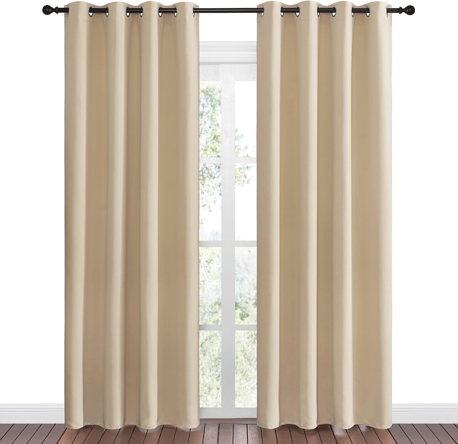 NICETOWN Room Darkening Draperies - Thermal Insulated Grommet Curtains | 55" x 86", Beige (1 Pair)