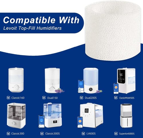 Levoit Top-Fill Humidifier Replacement Filter - 10 Filters & 2 Clean Fish for Dual150, Dual200S, Classic160, Classic300(S), LV600S, LV600HH, OasisMist450S, OasisMist600S, Superior 6000S